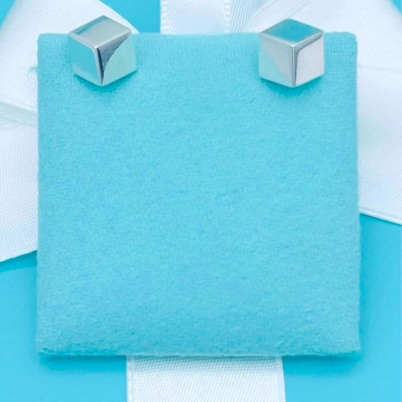 Authentic Tiffany & Co. Sterling Silver 925 Cube Stud...